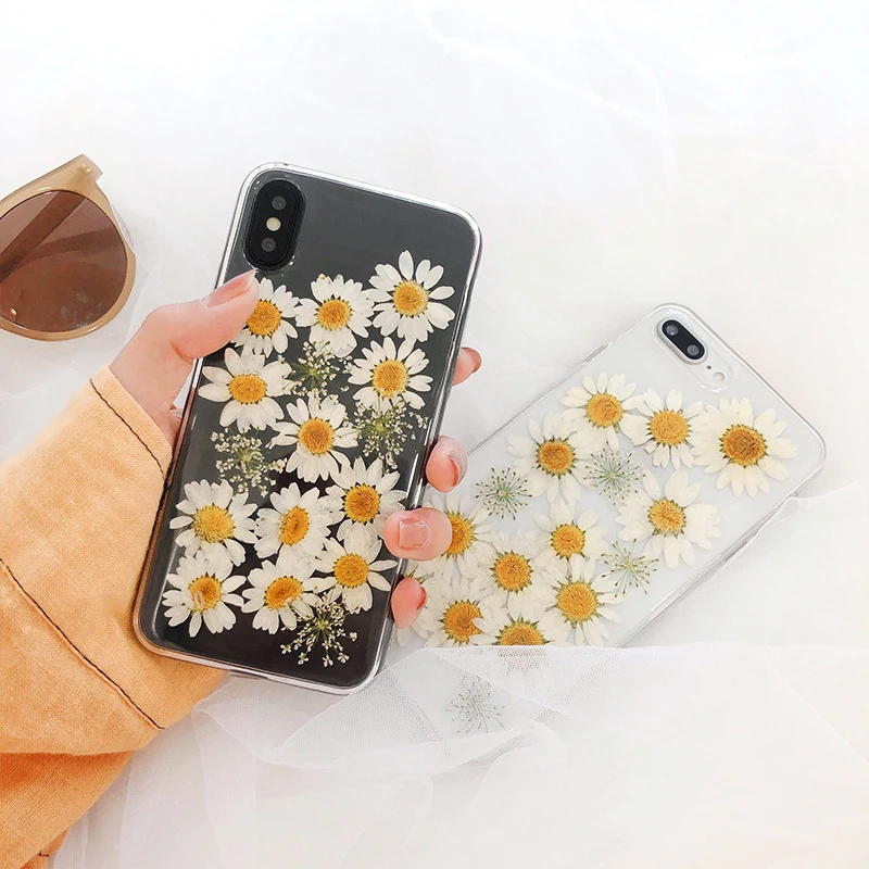 Real Flowers Dried Transparent Soft TPU Cover Case For iPhone 11 pro max SE 2020 X 6 6S 7 8 plus Clear Floral XR XS Max | Мобильные