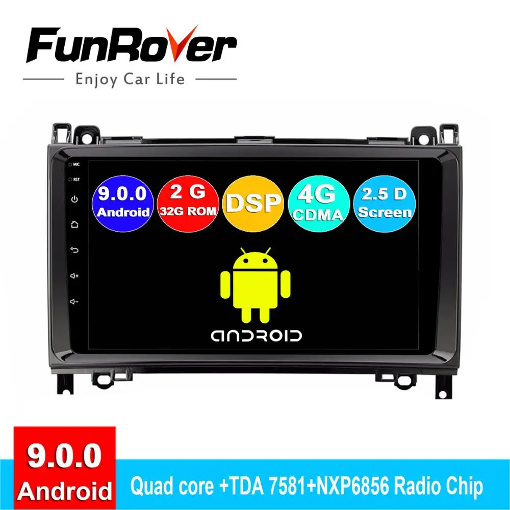 Funrover android 9.0 2.5D+IPS car dvd multimedia player For Mercedes Benz B200 Sprinter W209 W169 radio gps navigation system