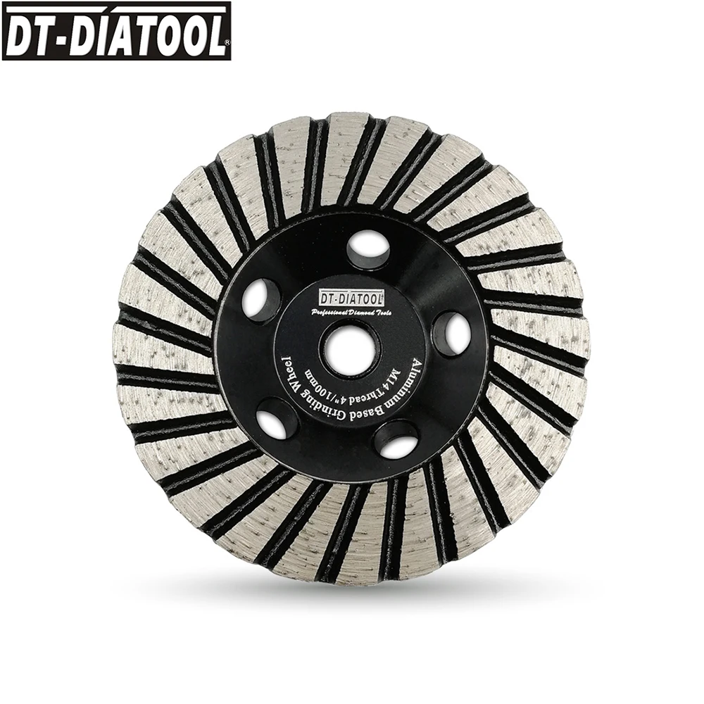 DT-DIATOOL 2pcs Aluminum Based Grinding Cup Wheel M14 or 5/8-11Thread Diamond Grinding Disc for Granite Lower Noise 100mm/4"