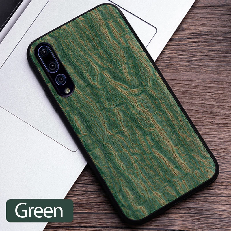 Green Чехол для телефона huawei P20 P30 lite mate 10 20 Pro lite Y9 P smart из воловьей кожи с текстурой коры для Honor 8 8X9X10 20 чехол - Цвет: Green