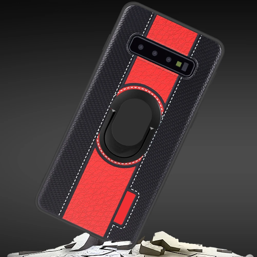 PU Магнитный держатель чехол для samsung Galaxy S10 Plus автомобильное крепление 360 Поворот палец кольцо Пряжка оболочка для A50 A40 мягкий TPU Funda