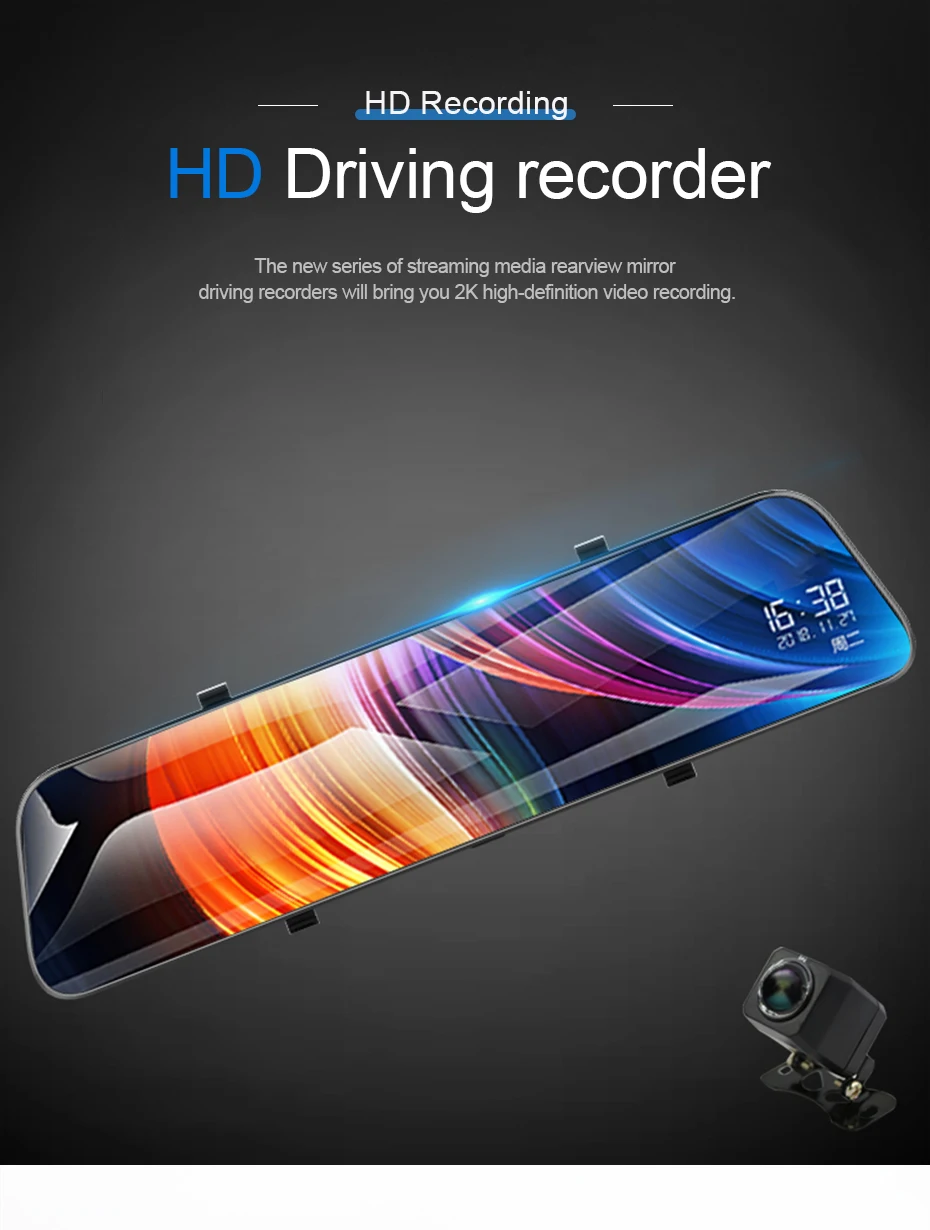Seametal 10 Inch Rearview Dash Cam 2k HD Full Screen Front Rear Mirror DVR Dual Lens 170 Wide Angle Car Camera Dashcam 3 in 1