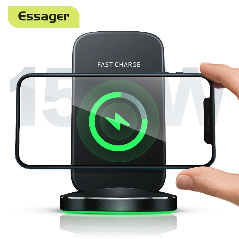 Essager 15W Qi Wireless Charger Stand For iPhone 12 11 Pro Xs Max X Induction Fast Wireless Charging Station For Samsung Xiaomi