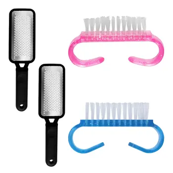 

1 Set/2 Pcs Long Handle Dead Skin Foot Grinder Stainless Steel Foot File Dual-side Washable Callus Rub Foot Sole Exfoliator with