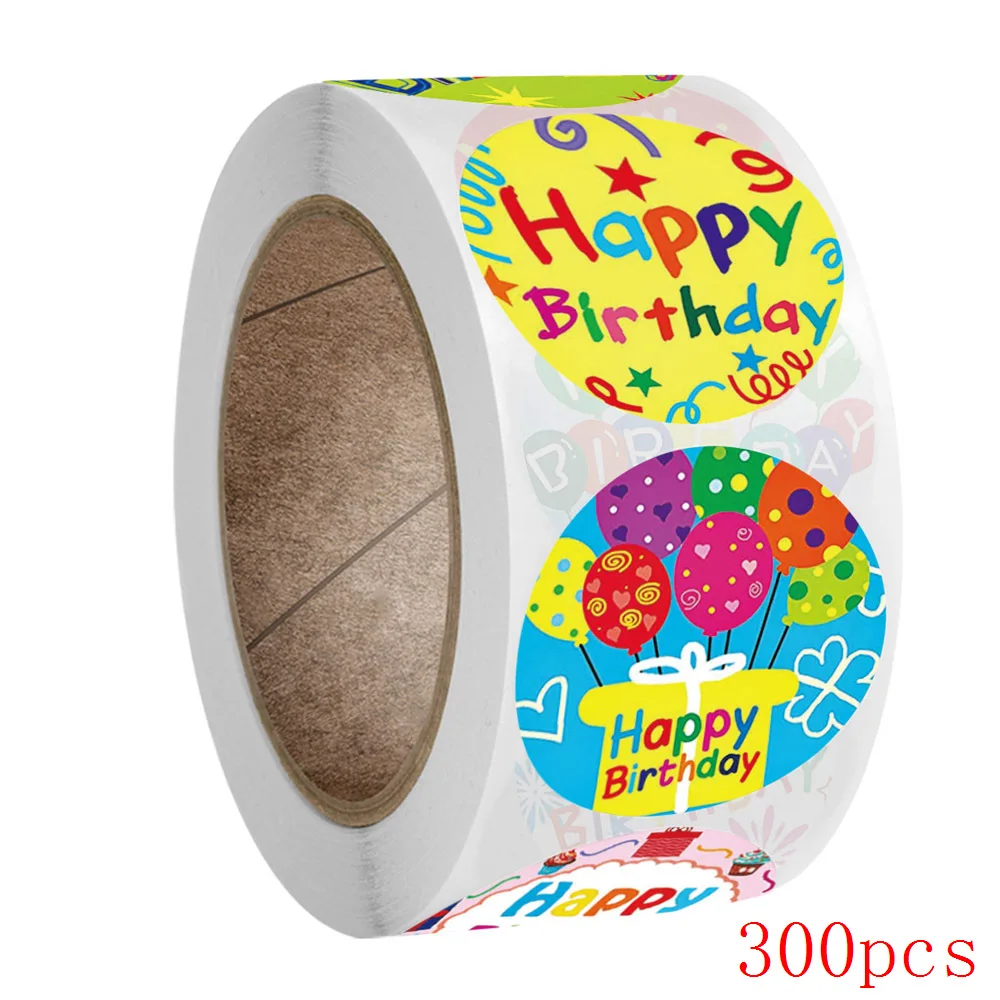 clear stamps for card making 50-500pcs Happy Birthday Stickers1inch Label sticker Paper Sealing Labels Gift Card Business Packaging Stationery animal stamps for card making Scrapbooking & Stamps