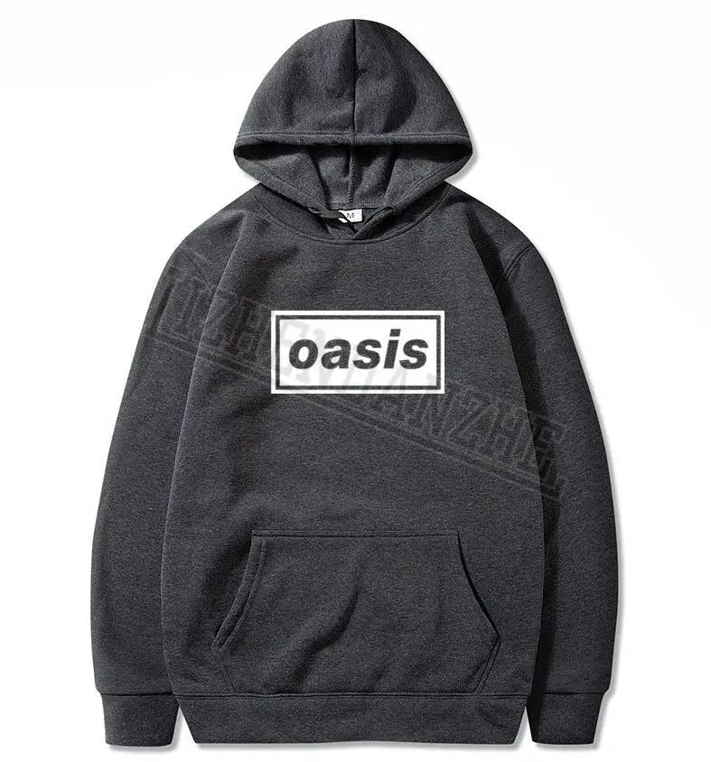 Весенне-осенние модные толстовки с принтом Oasis, новинка, мужские повседневные толстовки с круглым вырезом в стиле рок, мужские толстовки, топы - Цвет: Темно-серый