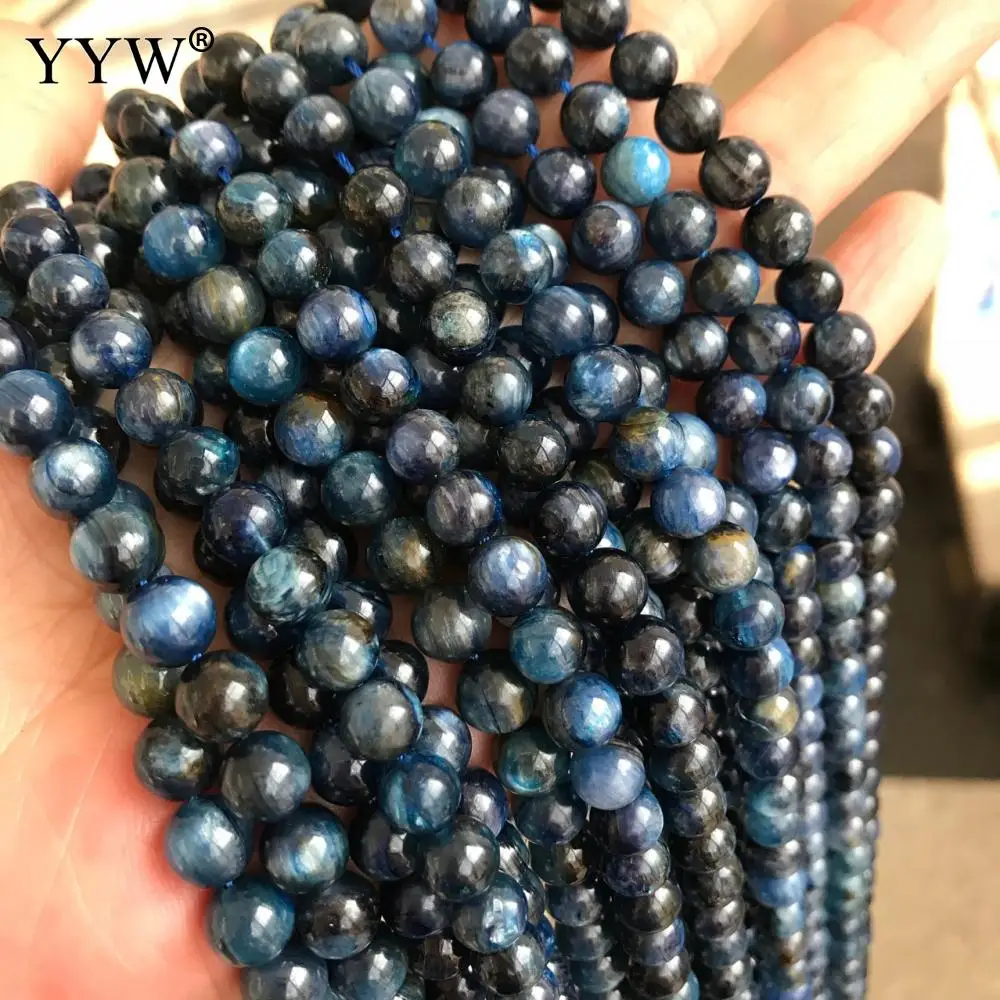 

4-8MM AAA Natural Stone Beads Kyanite Beads Blue Black Loose Round Bead For Jewelry Making DIY Necklace Bracelet Wholesale 2019