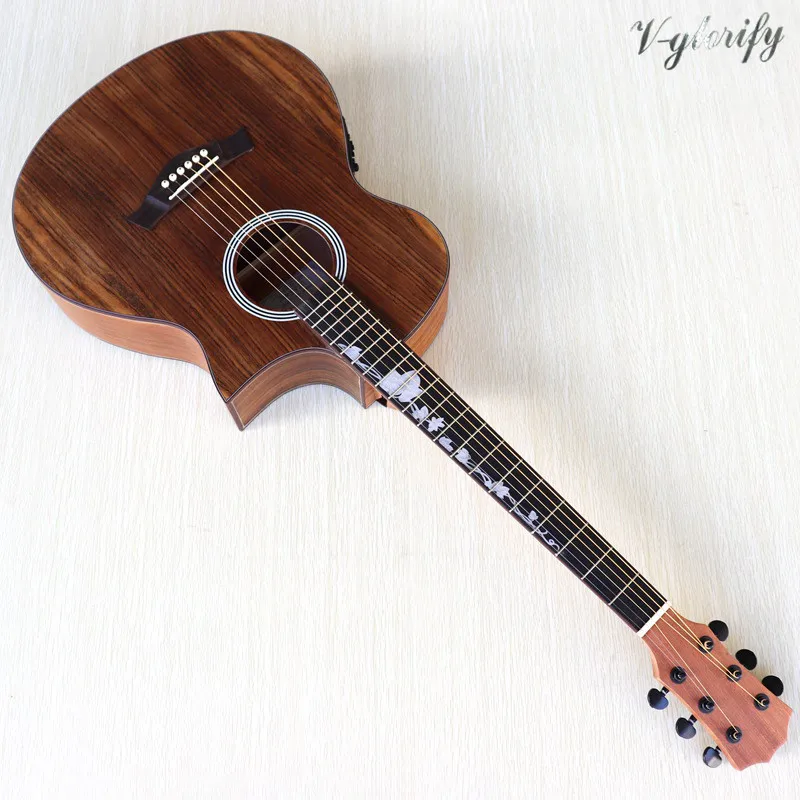 Электрическая акустическая гитара hickory wood body 40 дюймов 6 струн с эквалайзером для