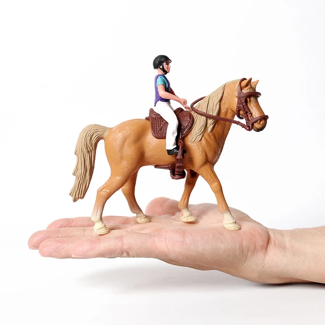 Figurine d'équitation réaliste avec cheval pour fille, modèle de cavalier  en plastique, jouet de jeu, décoration de gâteau, cadeau de Noël et d' anniversaire pour enfant - AliExpress