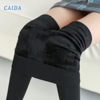 

CAIDA Winter Women Cashmere Leggings Super Elastic Slim Warm Leggings High Quality Knitted Pants Thick Velvet Legging New 2020