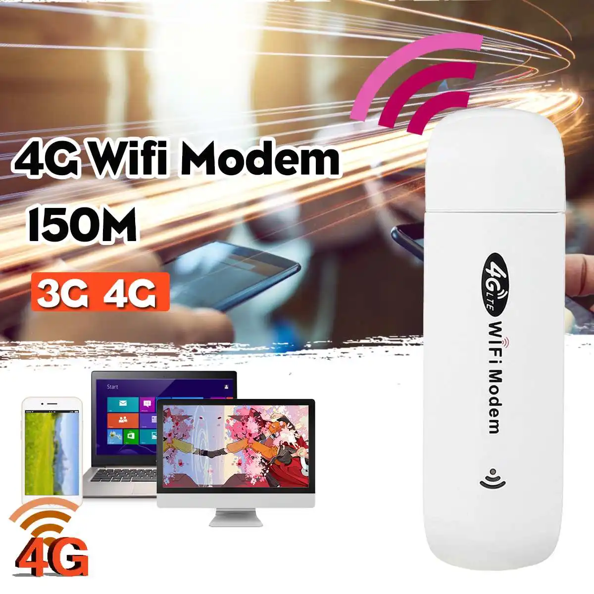 

150Mbps Wireless 4G LTE USB Modem Wifi Router Encryption Mobile Hotspot Router FDD:B1/3/5 TDD:B38/39/40/41 WCDMA:B1