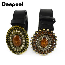 

Deepeel 1pc 3.8*115cm Women Fashion Corset Wide Female Belt Alloy Smooth Buckle Belts with Stones Buckles Decorative Waistband