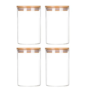 

1200ML Glass Food Sealed Jar with Bamboo Wood Lid Sealed Cans Container