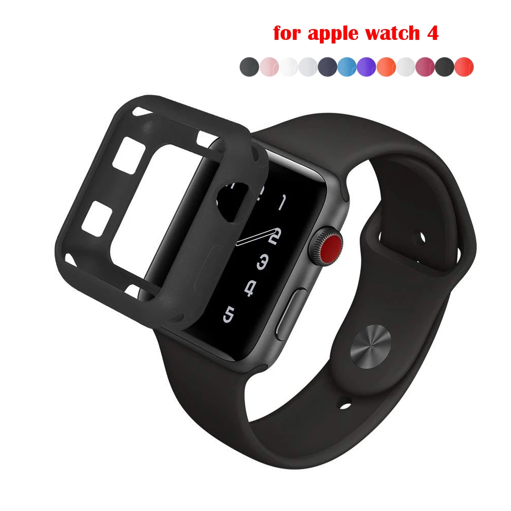 Мягкий силиконовый чехол для Apple Watch Case 4 40 мм 44 мм iWatch Series 4 рамка Полная защита корпуса Аксессуары для часов