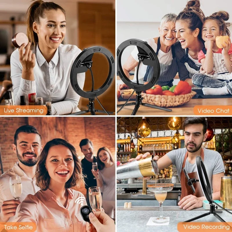 밝기 조절 LED 셀카 링 필라이트, 사진 Led 링 램프 삼각대 포함 메이크업 비디오 라이브 유튜브 Aro De Movil Luz Para
