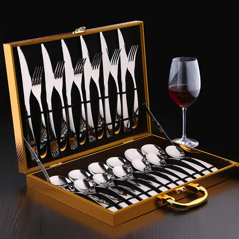 

Stainless Steel Cutlery Dinner Set Tableware Cutlery Set Dishes Knives Forks Spoons Western Kitchen DinnerwareParty Kitchen Gift