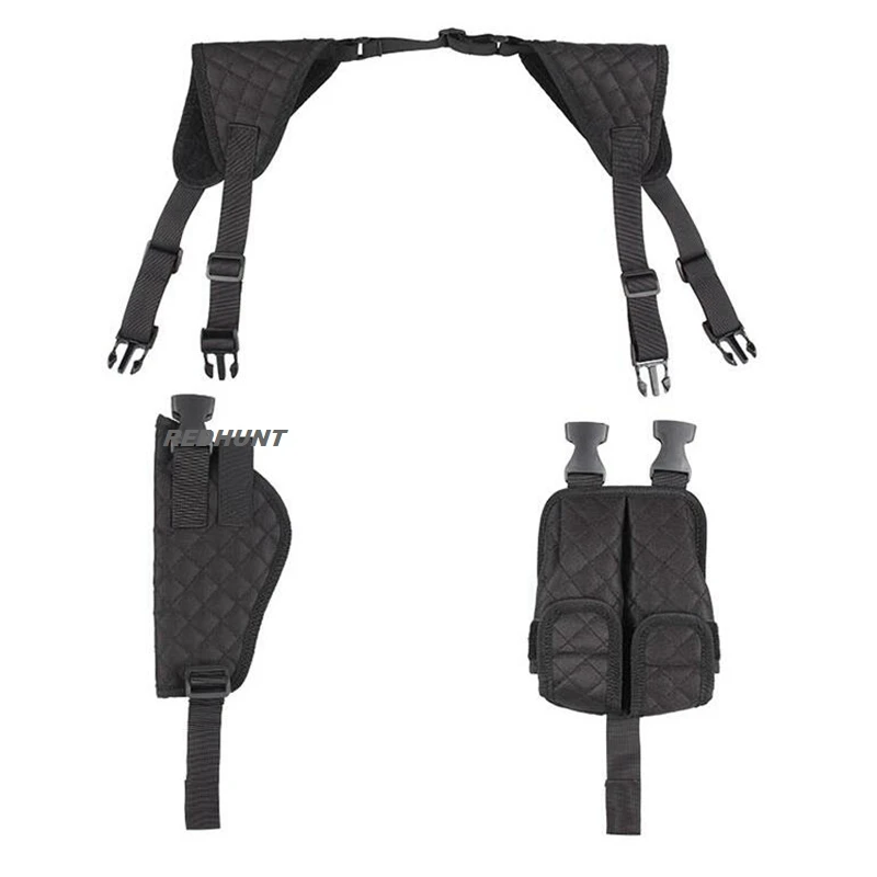 Shoulder Holster Adjustable Vertical Concealed Carry Holster for Men Double Magazine Pouch Fit 1911,Glock 19, 17,43 Shield 9mm 2