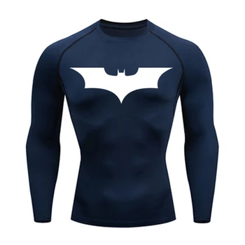 

New Training shirt Men's batman Cycling underwear Shirts MMA Tactical Shirt Compression Sportswear Tight stretch running T-shirt