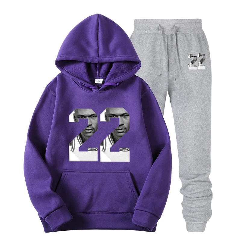 purple Новинка, Спортивная мужская черная толстовка с капюшоном, спортивный костюм, свитер, 22 полосатые спортивные штаны, уличная одежда - Цвет: purple