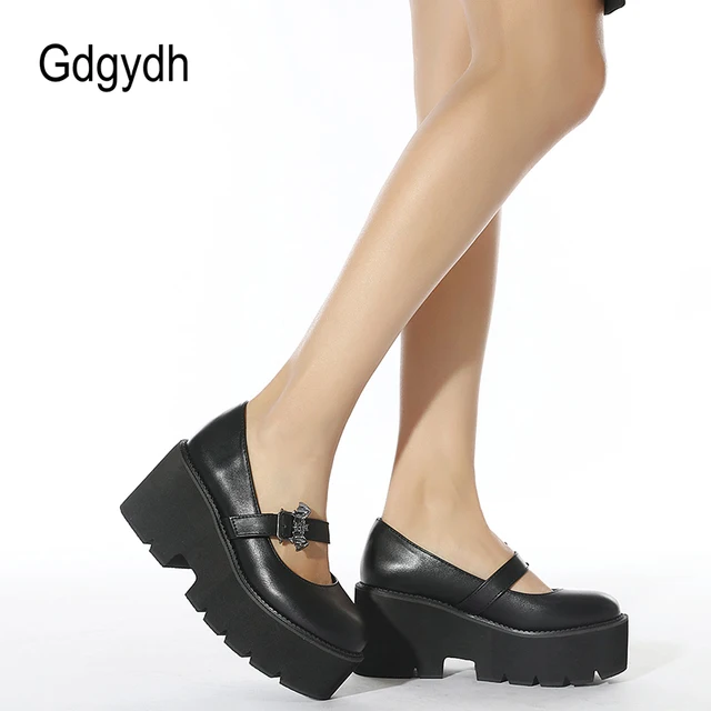 Gdgydh Vintage Lolita Bat Platform Mary Jane Shoes Women Block Heels Gothic Punk Style Black Women Pumps Plus Size 43 Drop Ship 4