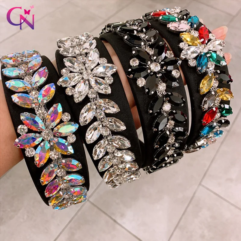 

CN Baroque Colored Glass Rhinestone Hairbands for Women Luxury Girls Crystal Diamond Headband Hair Hoop Fashion Hair Accessories