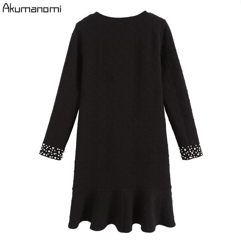 Платье большого размера Осень Зима 5xl 4XL 3XL XXL Xl с длинным рукавом на молнии повседневное ТРАПЕЦИЕВИДНОЕ элегантное женское черное платье размера плюс