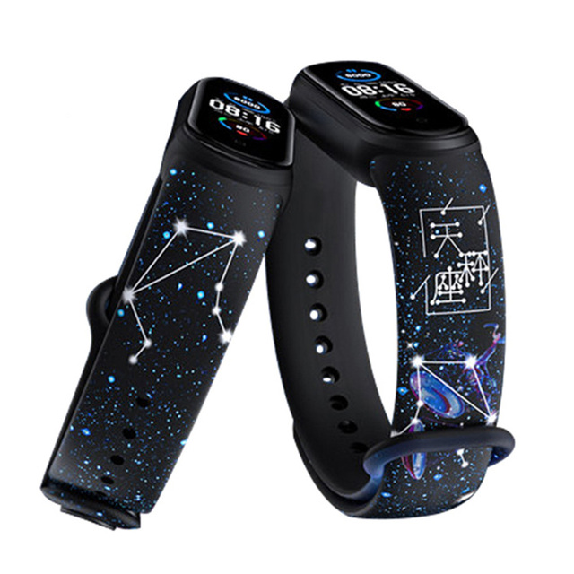 Starry Printed Strap for Xiaomi Mi Band 6 5 4 3 NFC Sport Wristband Silicone Bracelet Mi Watch Replacement Belt