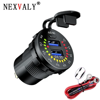 

NEXVALY QC 3.0 Dual USB Charger Socket Car Voltage Meter with Switch On Off Phone Charger Car Cigarette Lighter Socket for Truck