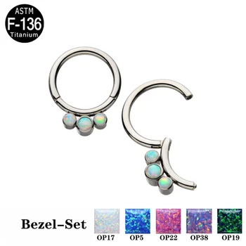 

ASTM F136 Titanium Hinged Segment Nose Ring Opal Jewelled Nipple Clicker Ear Cartilage Tragus Helix Lip Piercing Body Jewelry