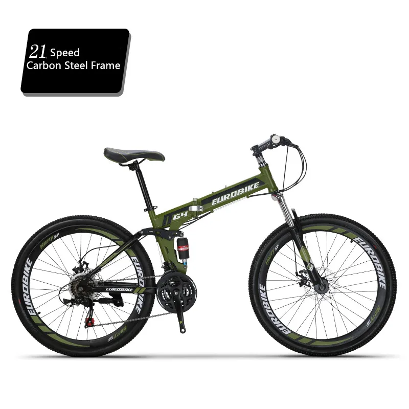 21 Speed A green Горный велосипед из углеродистой стали складная рама мягкая-хвост 26 дюймов колеса велосипеда дисковые тормоза 21 27 скорость спорт Bicicleta - Цвет: 21 Speed A green