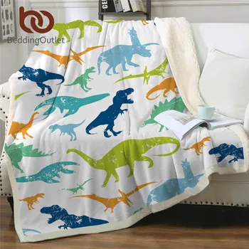 

BeddingOutlet Dinosaurs Soft Fluffy Blanket Jurassic Custom Blanket Setgosaurus Colorful Sherpa Blanket Cartoon Throw Blanket