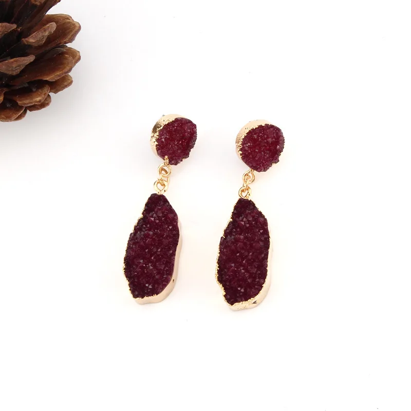 European Long Druzy Resin Drop Earrings For Women Jewelry Statement Geometric Big Eardrop Pendientes Mujer Moda 2019 Brinco (5)