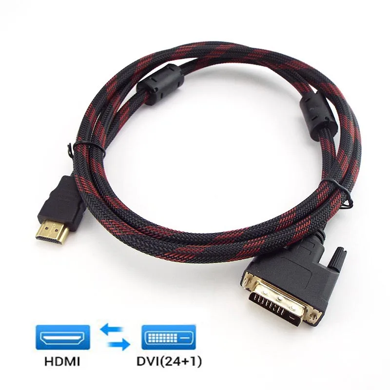 1 5 м совместимому с HDMI к DVI кабель DVI-D 24 + Pin адаптер Кабели для ЖК-дисплей DVD HDTV 1080P 3D