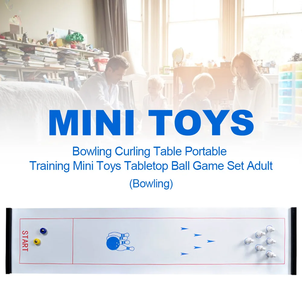 Table Adult Tabletop Ball Game Set Training Bar Kids Bowling Curling Family Travel Sports Portable School Mini Toys