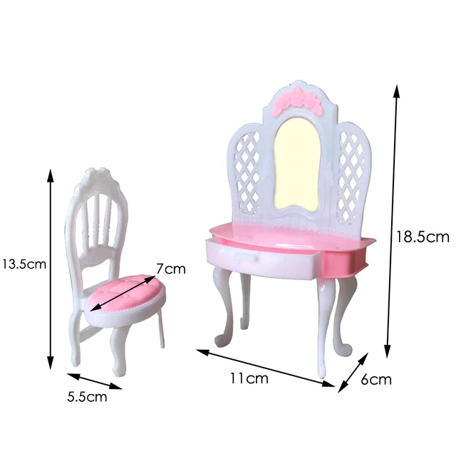 Nouvelle maison de jeu pour enfants, accessoires pour poupées BJD, table de maquillage avec chaises, décoration, meubles de chambre à coucher, jouets pour filles 1