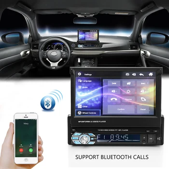 

7" Retractable Autoradio GPS Bluetooth Navigation Black Stereo MP5 Player Touch Screen Support Hands-Free Call Rear Camera