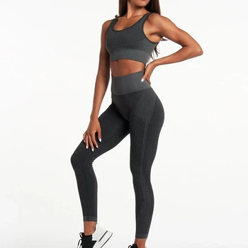

Seamless Set Women Dry Fit Two 2 Piece Tight Crop top Bra Legging Sportsuit Workout Outfit Fitness Wear Gym Sets Clothes