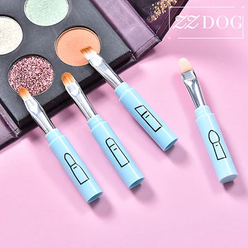 

ZZDOG 4-In-1 Portable Detachable Makeup Brushes Set Professional Natural Hair Cosmetic Beauty Tools For Eyeshadow Eyebrow Lip