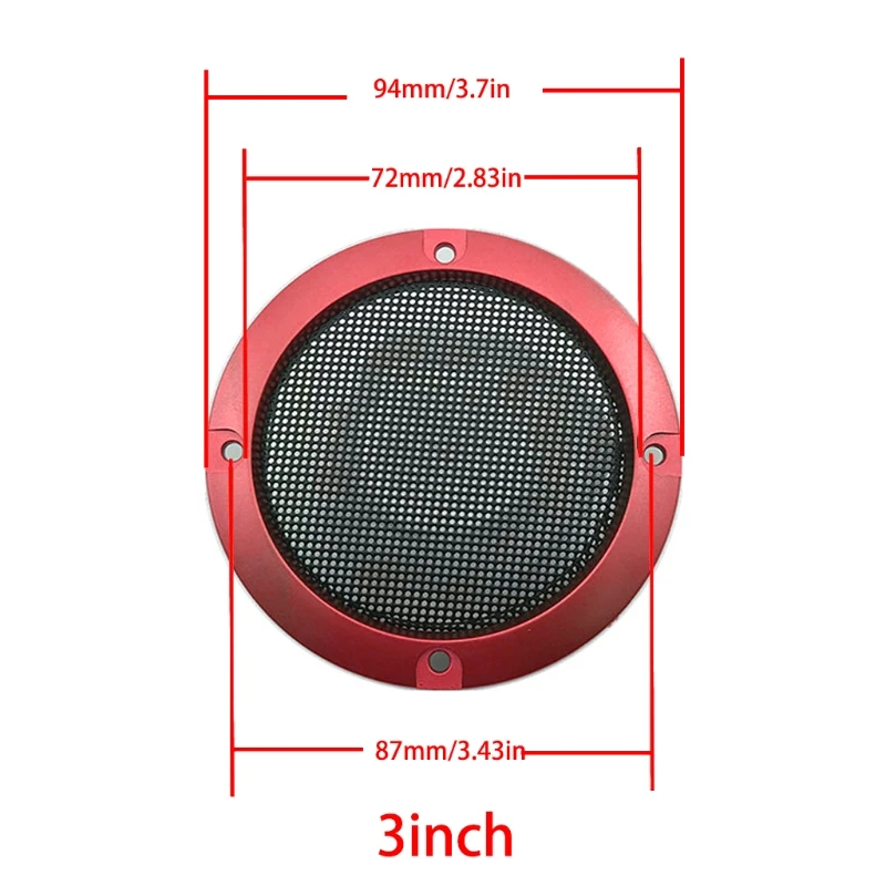 

2pcs ABS Red 3\" Speaker Decorative Circle with Black Protective Grille Mesh DIY