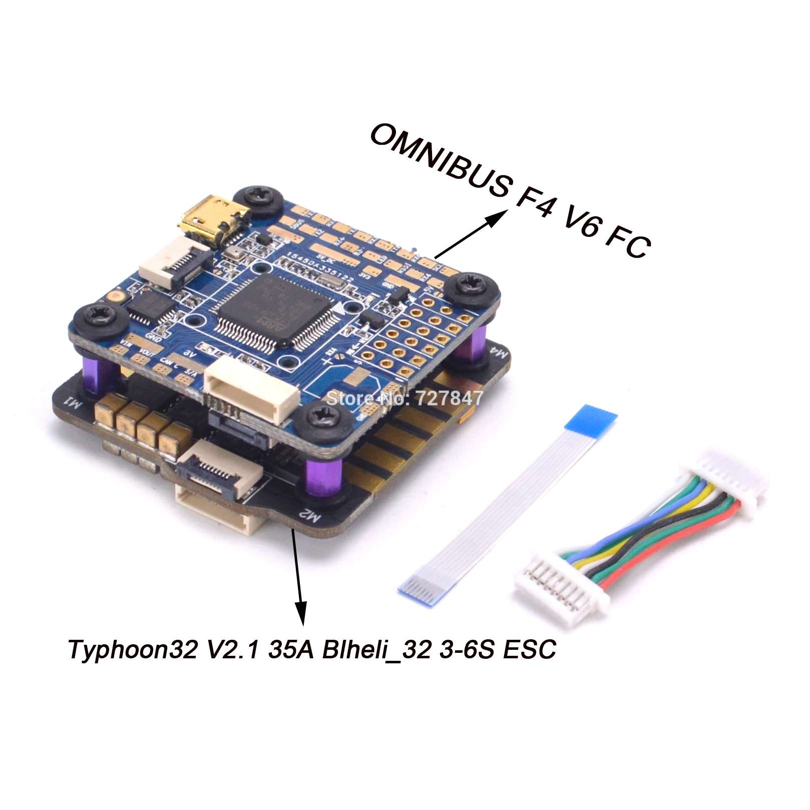 

Original Airbot OMNIBUS F4 V6 Flight Controller + Typhoon32 V2.1 35A Blheli_32 3-6S Brushless ESC For FPV RC Models Frame Part