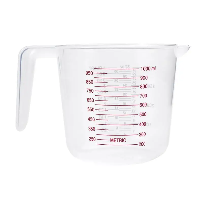 1000ml Многоразовые 250/500/1000 мл Пластиковые мерные стаканчики кувшин Pour чашка с носиком со шкалой кухонные инструменты для выпечки - Цвет: 1000ml