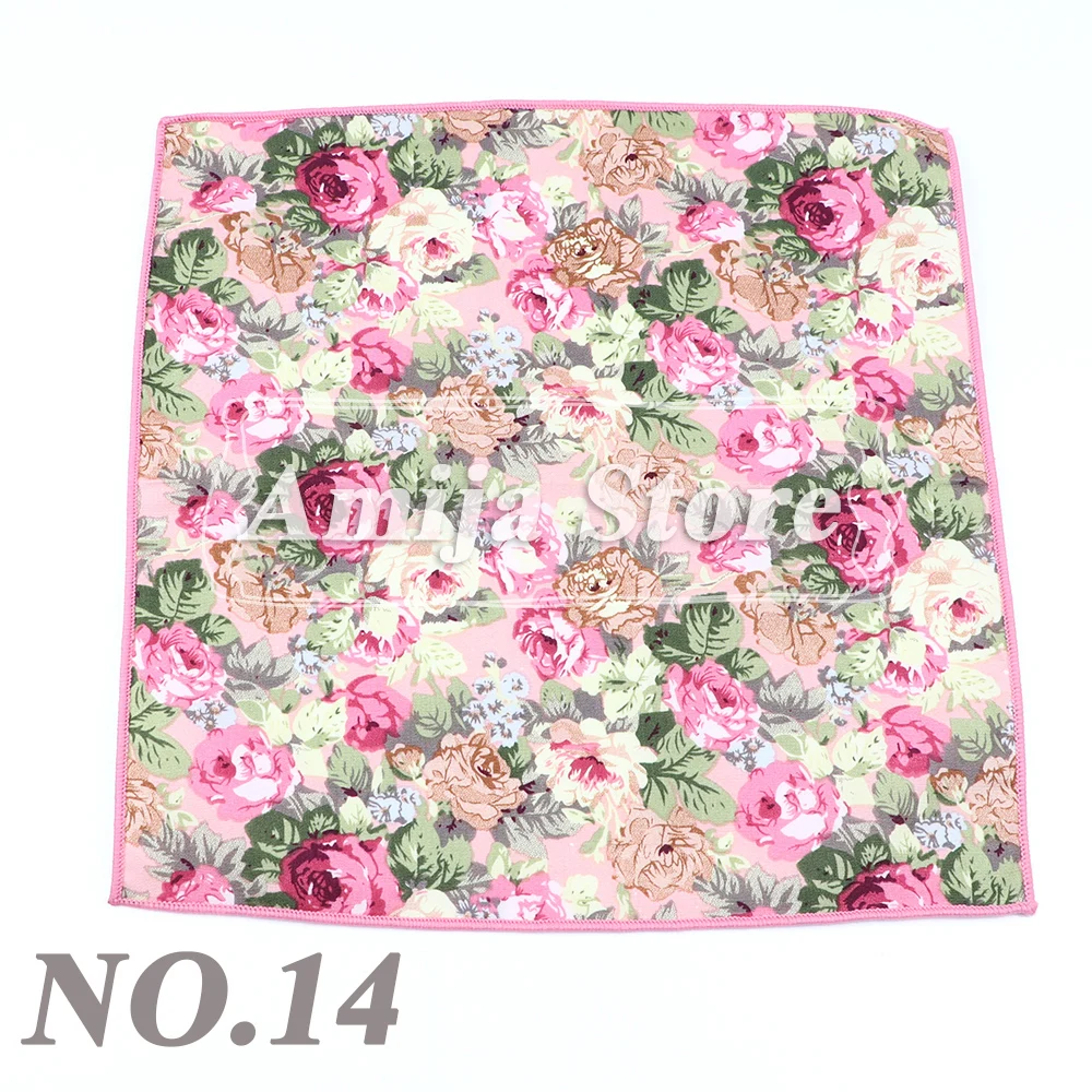 New Floral Pocket Square Gift Set Handkerchief 100% Cotton Hankie Printing Women&Men Casual Party Gift Tuxedo Bow Tie Accessory