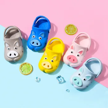 

Baby Kids Soft Sole Summer Cute Cartoon Pig Slippers Shoes For Girls Boys Beach Sandals Children Closed Toe Sildes Shoes