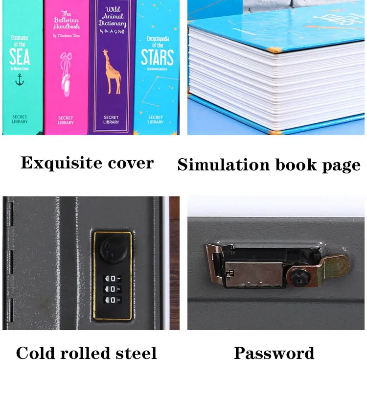 Big Metal Piggy Bank Story Book Dictionary Password Safe Cash Kids Saving Money Box Alcancias Creativas Secure Hidden Coin Jar