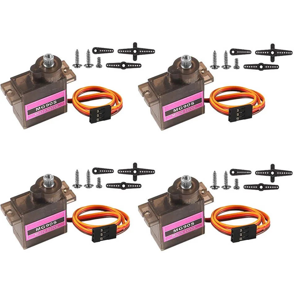 4Pcs MG90S 9G Metal Geared Micro Servo Motor Kit Mini Servos for RC Robot Arm/Hand/Walking Project Car Helicopter Airplane | Электронные