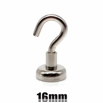 

10PCS D16mm H34MM strong neodymium magnetic hook with vertical pull force 8KG 16x34mm