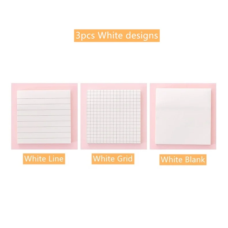 3pcs White mix 3 шт белый коричневый цвет бумага Липкие заметки пустая линия сетка пост Клей Памятка Примечание книга маркер это наклейки офиса школы A6918 - Цвет: 3pcs White mix