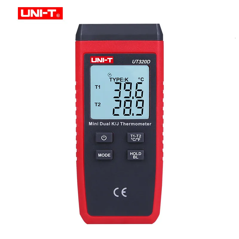 UNI-T цифровой термометр C/F Пирометр-50~ 1200C контактный тип измеритель температуры K/J Termometro lcd подсветка UT320A UT320D