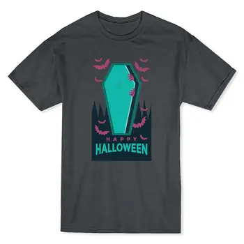 

Happy Halloween Scary Coffin Cartoon Men's Dark Heather T-shirt Short Sleeve Cheap Sale Cotton T Shirt Movie Shirt