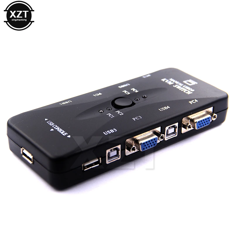 4 Ports USB2.0 KVM Switch Selector VGA Print Auto Switch Moniter Box VGA Splitter KVM Switch photo